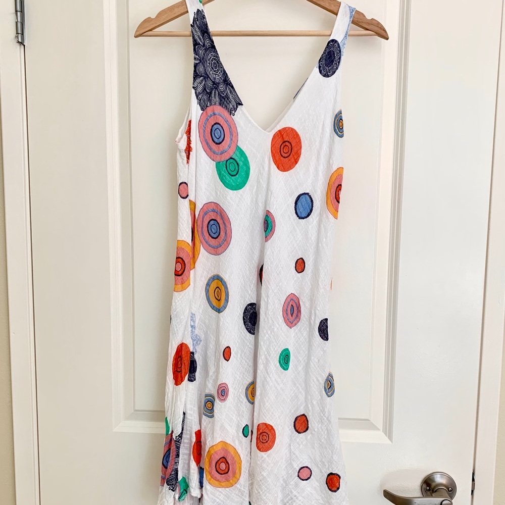 Cute white dress with colorful circle prints